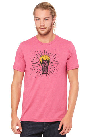 men's, t-shirt, save water drink beer, gummy,threadloops, apparel, 100% cotton, Side-seamed