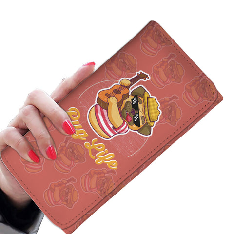 Wallet, case, ladies pouch,wallet, pug, dogs, animals, guitar, threadloops