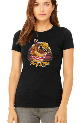 ladies, t-shirt, pug life, dogs, animal lovers, threadloops, apparel, 100% cotton, Side-seamed