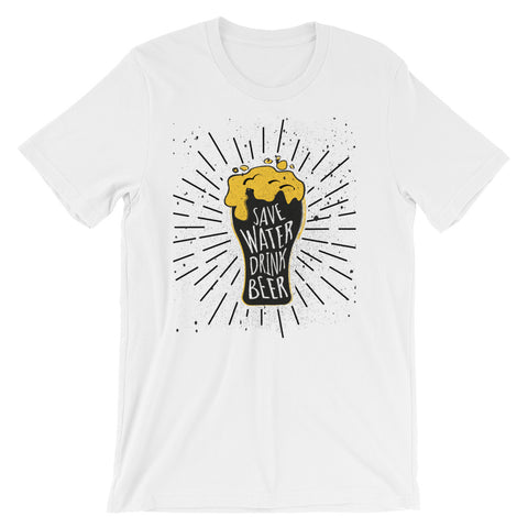men's, t-shirt, save water drink beer, gummy,threadloops, apparel, 100% cotton, Side-seamed
